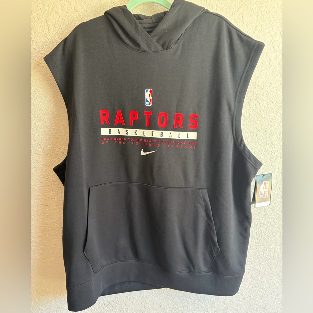 NWT Toronto Raptors Nike Black Team Issued Sleeveless Hoodie - Men’s 2XL Tall